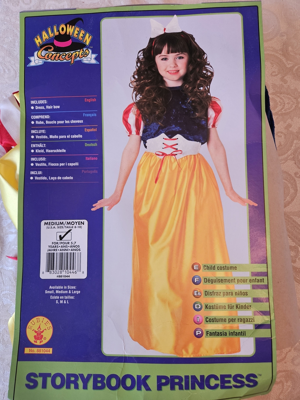 Rubie's Snow White Storybook Princess Costume, NWT Size Medium 8-10, 5 to 7 yrs